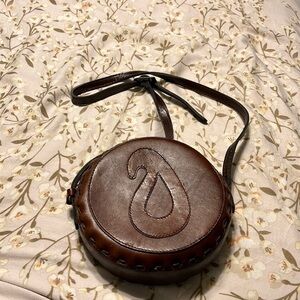 vintage 60’s 70’s EQBAL Leather Circle Purse Shoulder Bag